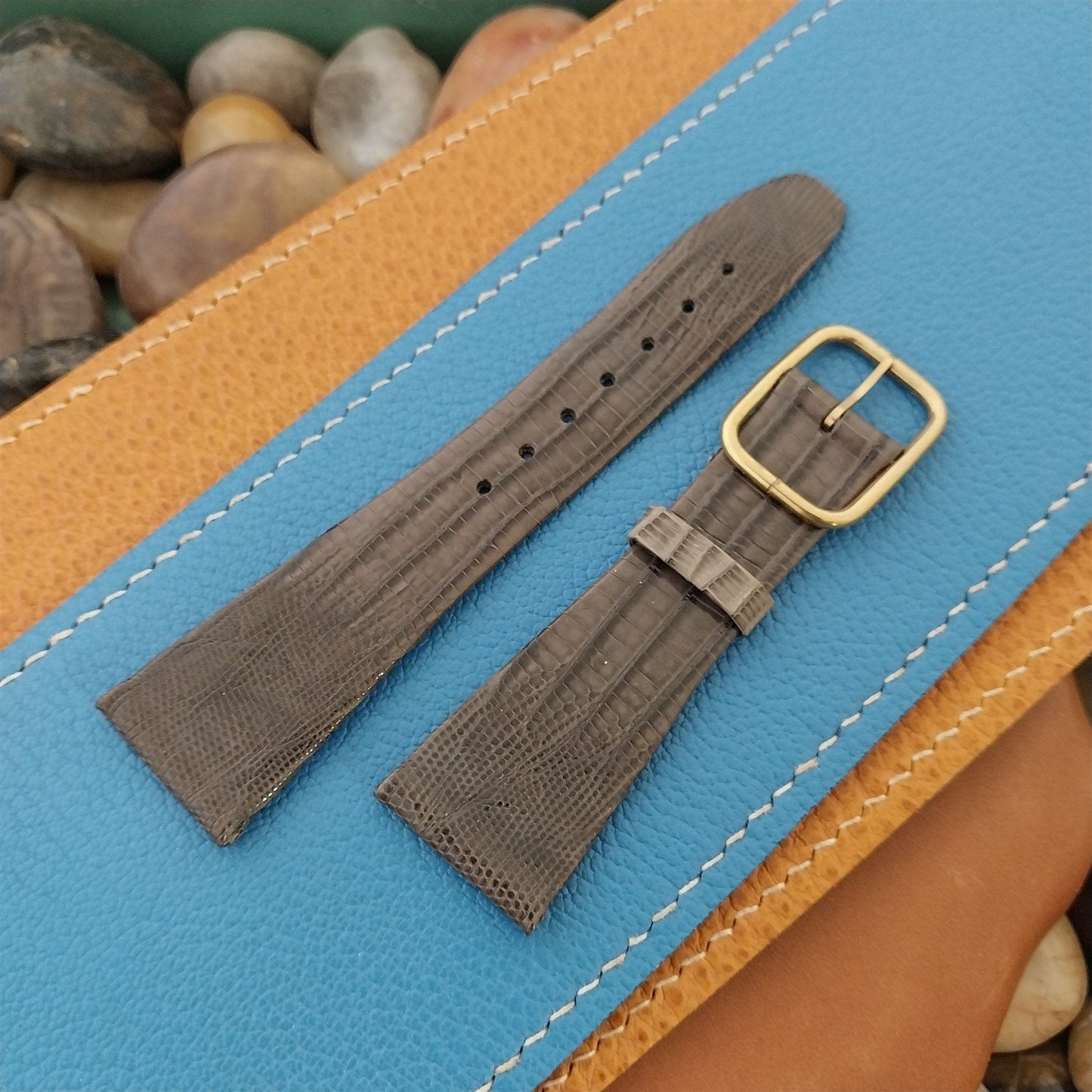 22mm Accutron Genuine Gray Lizard Classic Tapered nos Unused Vintage Watch Band