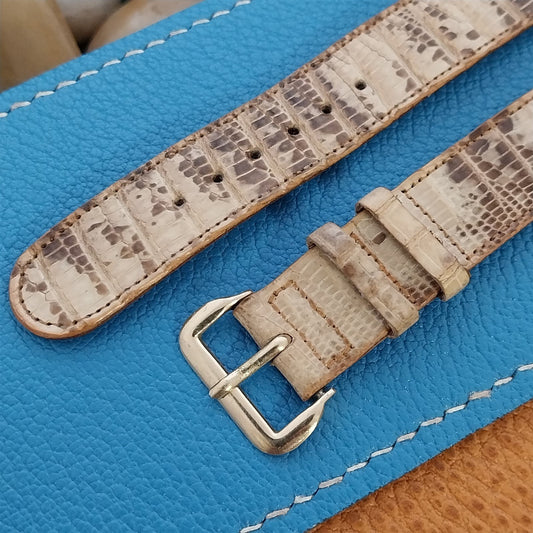 5/8" 1940s Natural Lizard Strap with Gold Tone Buckle nos Vintage Watch Band