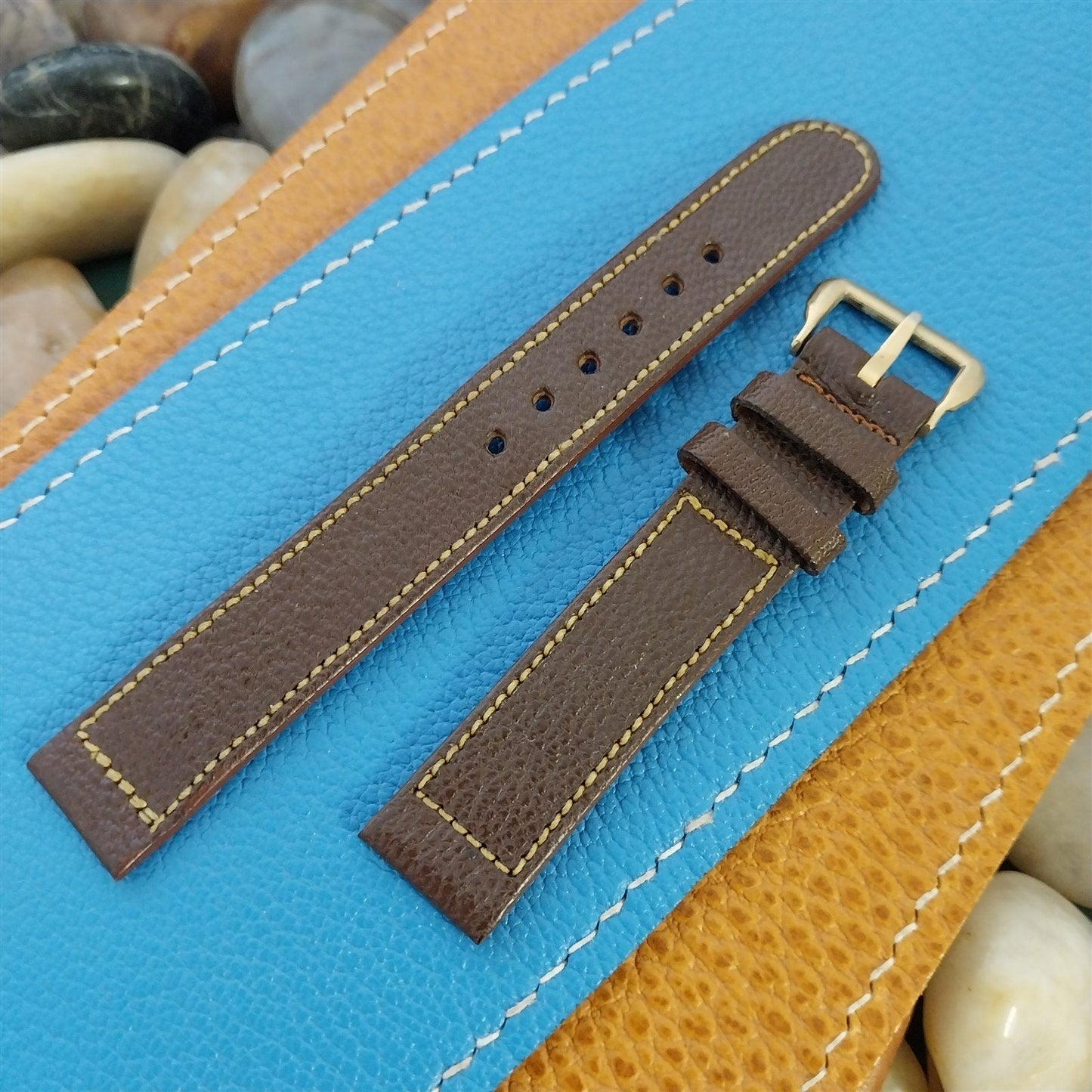 Vintage 14mm 1940s-1950s Morocco Tapered Leather Unused Classic Watch Band