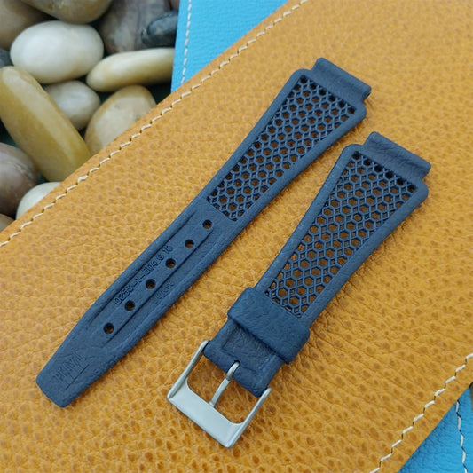 18mm Blue Perforated Classic Swiss Diver nos Unused 1970s Vintage Watch Band