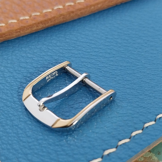Seiko Logo 15mm Silver & Yellow Gold-Tone Vintage Watch Band Buckle