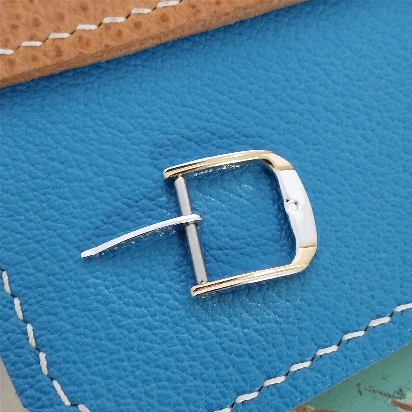 Seiko Logo 15mm Silver & Yellow Gold-Tone Vintage Watch Band Buckle