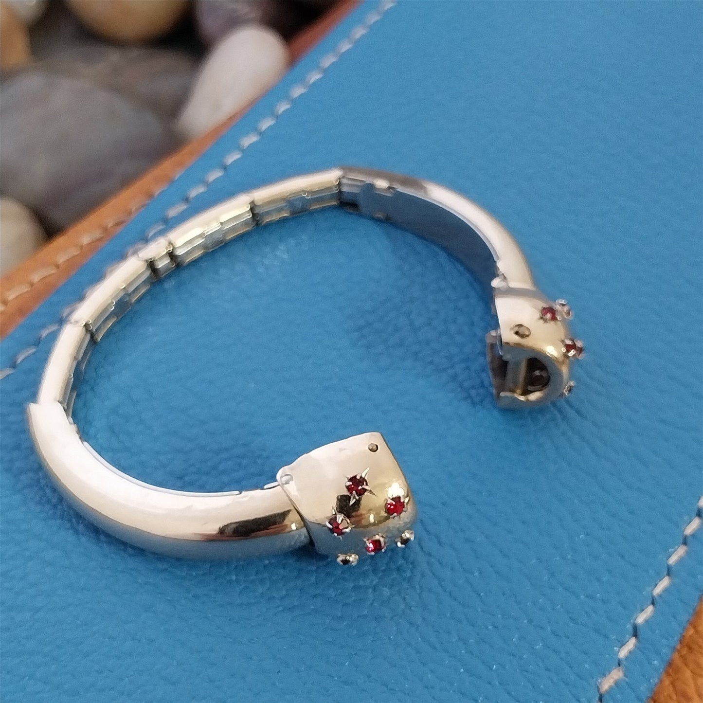 1950s Kreisler Ladies Gold-Filled & Red Rhinestone Cocktail Vintage Watch Band