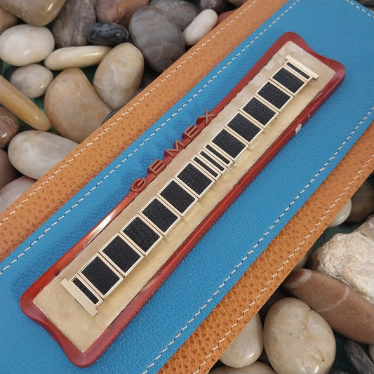 19mm 18mm Gold Filled & Alligator Classic Gemex USA nos 1950s Vintage Watch Band