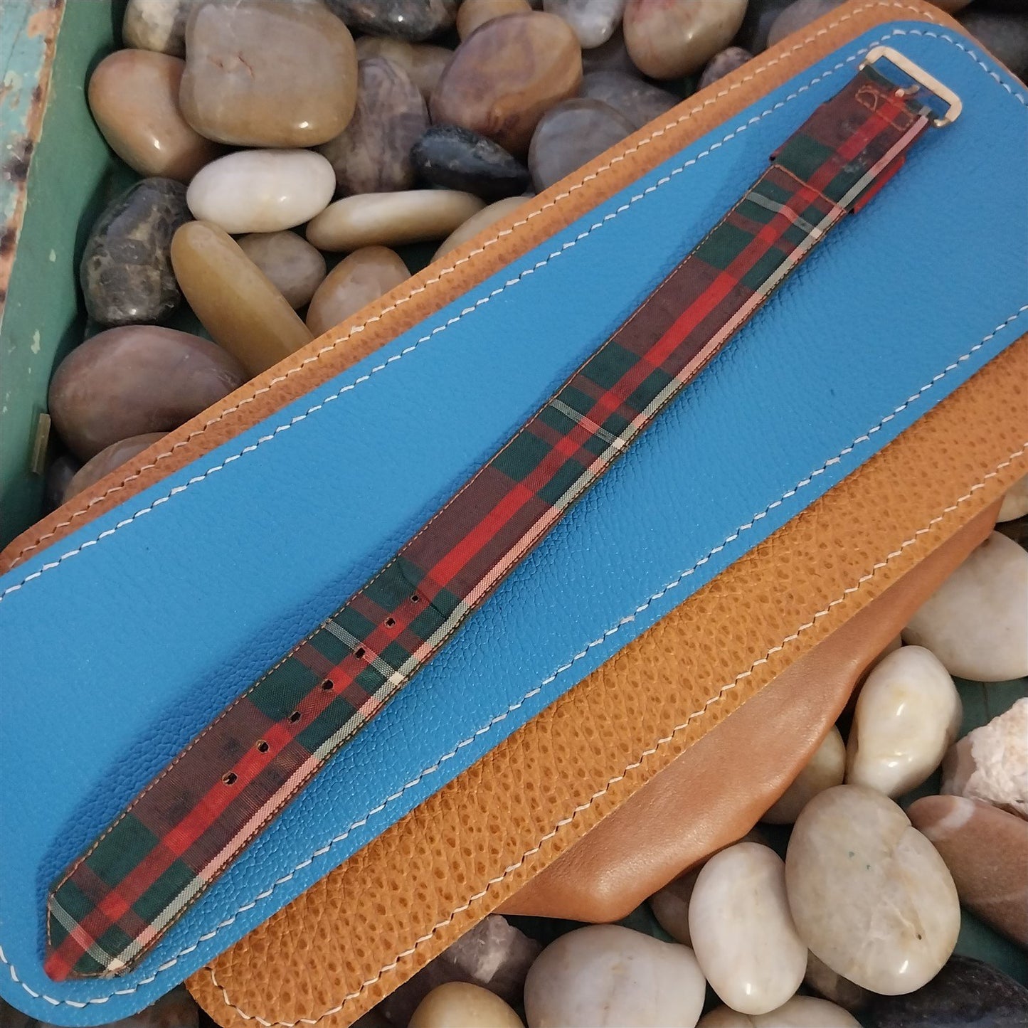 19mm Red & Green Tartan Plaid Classic Unused Classic 1950s Vintage Watch Band