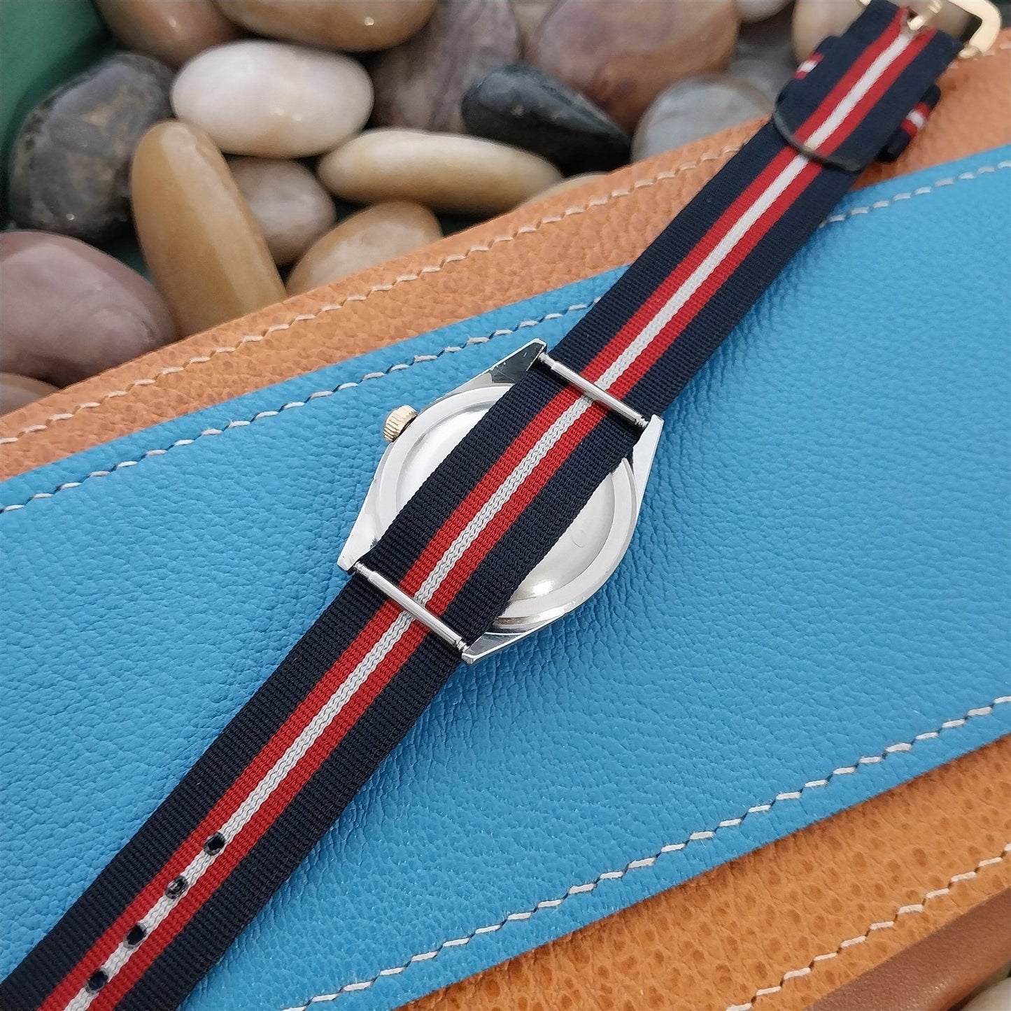 16mm Kreisler Single Pass Striped Nylon Unused Classic 1950s Vintage Watch Band