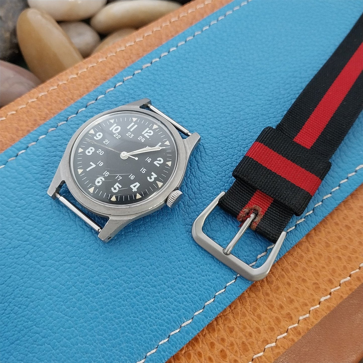 18mm Kreisler Single Pass Striped Nylon Unused Classic 1950s Vintage Watch Band