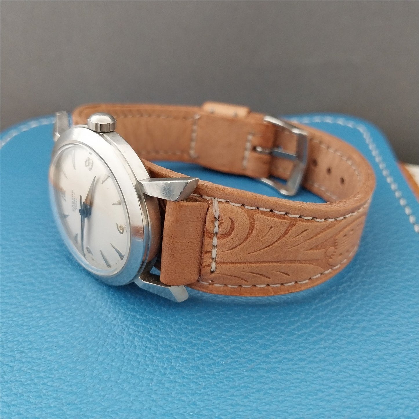 17.2mm 11/16" Vintage Natural Leather Classic Cuff 1960s Unused Watch Band