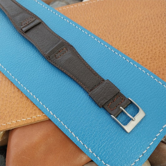 17.4mm Vintage Brown Calfskin Leather Classic Cuff nos 1960s Unused Watch Band