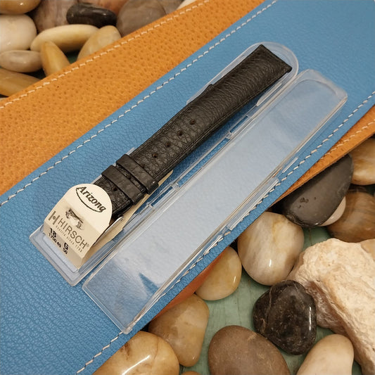 18mm Hirsch Arizona Black Leather Tapered 18/16 Unused NOS Vintage Watch Band