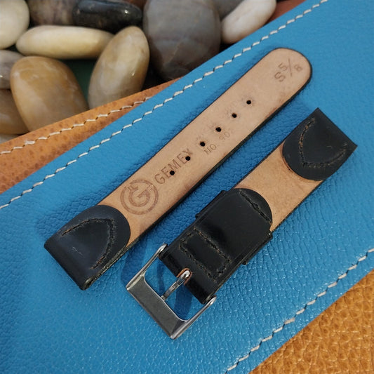 Vintage 5/8" Gemex Short Classic Black Shell Cordovan Unused 1950s Watch Band