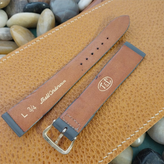Vintage 19mm Long Classic Gray Shell Cordovan nos Classic 1960s Watch Band