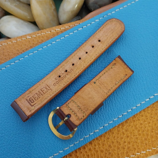 Padded Shell Cordovan Brown Short 16mm Gemex nos Unused 1950s Vintage Watch Band