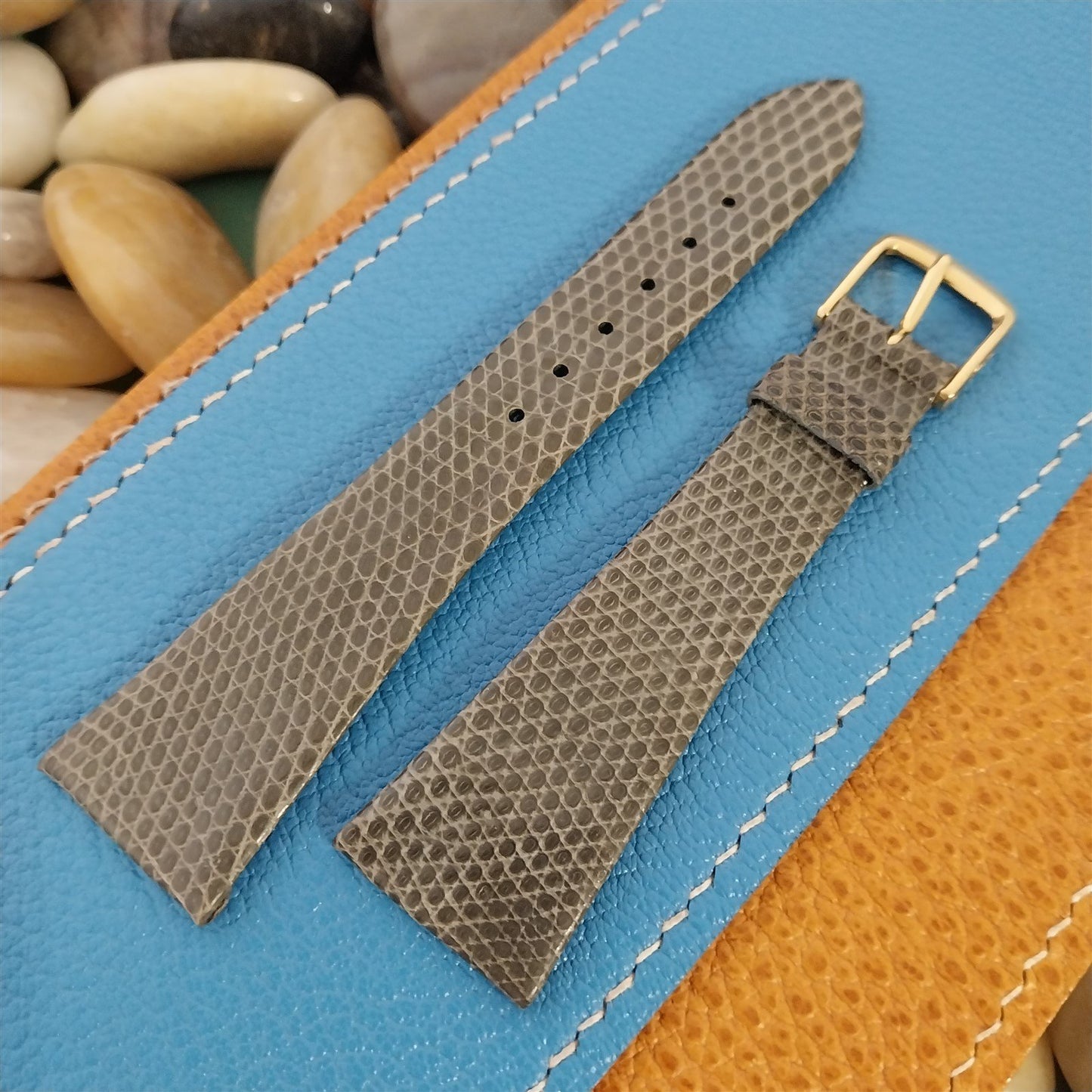 Vintage 22mm Speidel Tapered Gray Lizard Unused nos Classic 1980s Watch Band