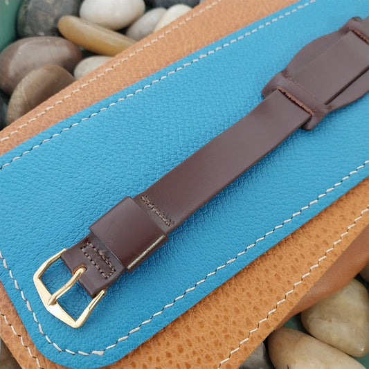 Vintage 16mm Brown Shell Cordovan Single Pass With Pad Unused Classic Watch Band