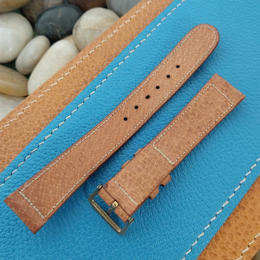 5/8" Gruen Pigskin Unused nos Vintage Watch Band & Gold-Filled Logo Buckle