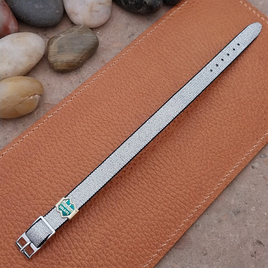 Vintage 11mm Horlon Silver Metallic Perlon Single Pass Ladies Unused Watch Band