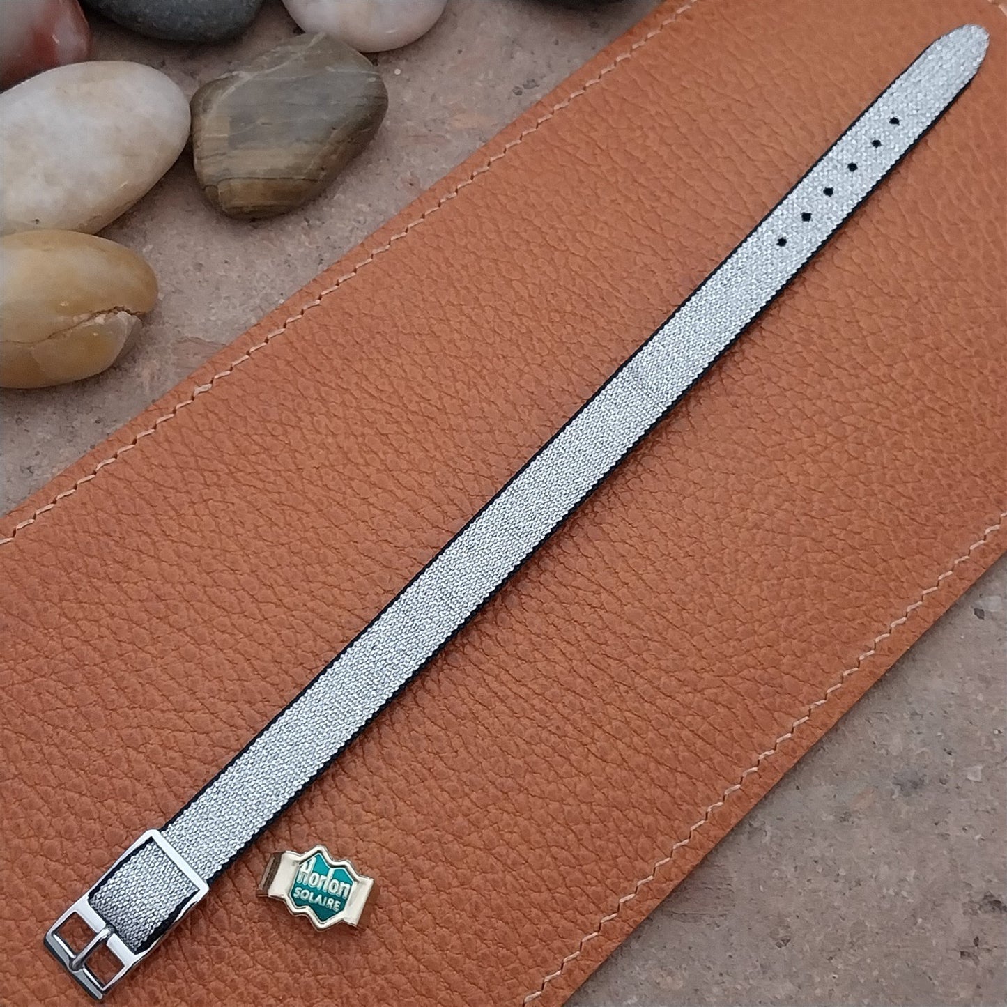Vintage 11mm Horlon Silver Metallic Perlon Single Pass Ladies Unused Watch Band