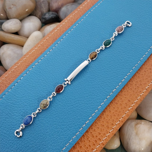 Vintage JB Champion Ladies Carved Scarabs & White Gold-Filled 1960s Watch Band