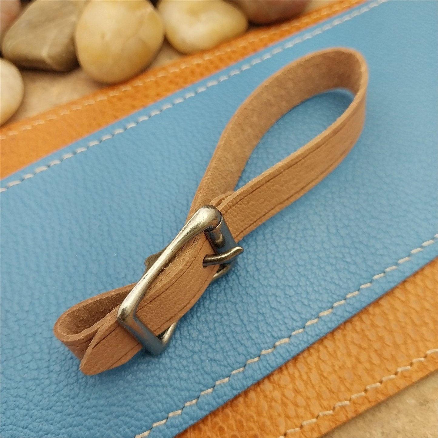 Veg Tanned Pigskin Vintage Pocket Watch Fob Strap With Premium Solid Buckle