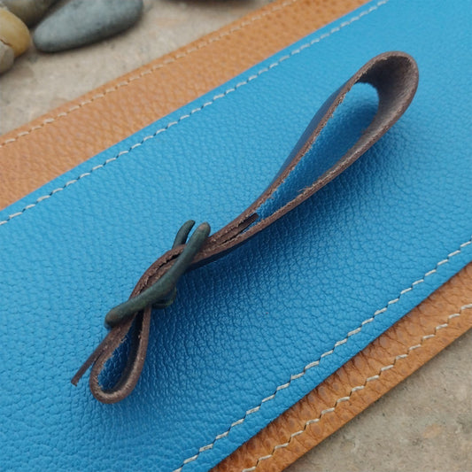 English Bridle Leather Vintage Pocket Watch Fob Strap With Antique Brass Buckle