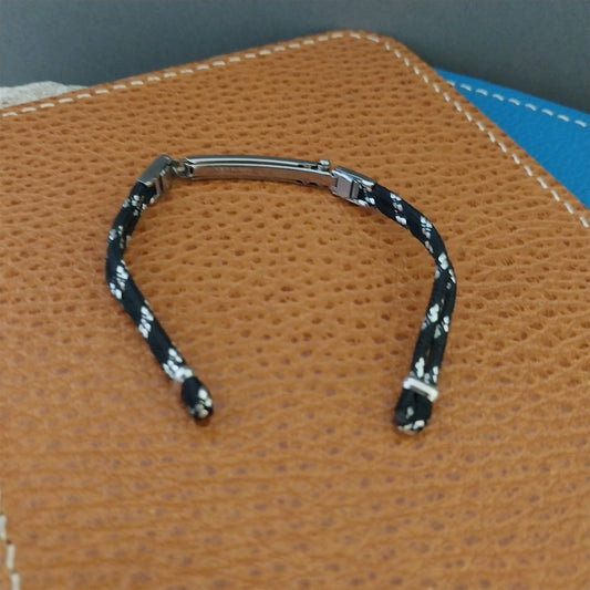 Ladies Vintage 1960s White Gold-Filled Hadley Black & Silver Cordette Watch Band