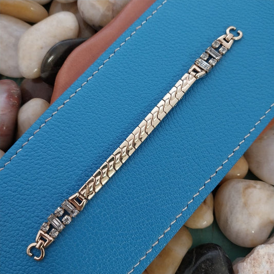 Ladies 12K Gold-Filled & Rhinestone Marvel USA Unused 1940s Vintage Watch Band