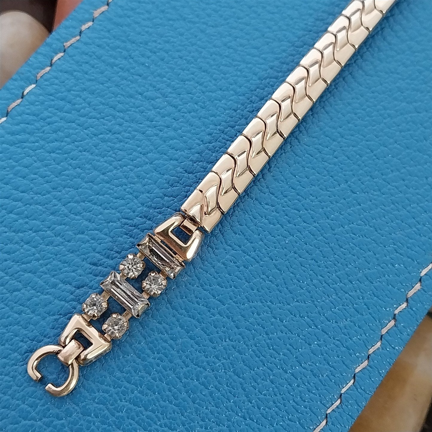 Ladies 12K Gold-Filled & Rhinestone Marvel USA Unused 1940s Vintage Watch Band