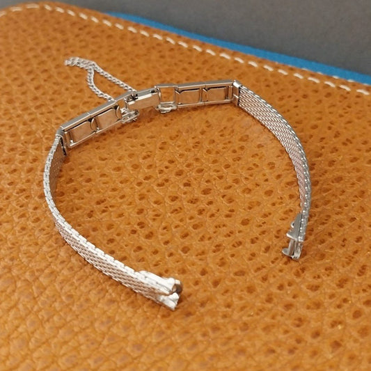 10K White Gold-Filled Mesh Ladies Kestenmade Unused 1960s Cocktail Watch Band