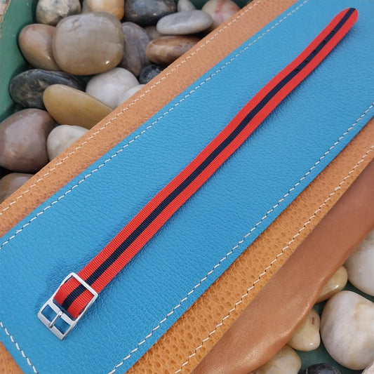 Vintage 11mm 12mm Union Perlon Ladies 1960s Single Pass Red & Black Watch Band