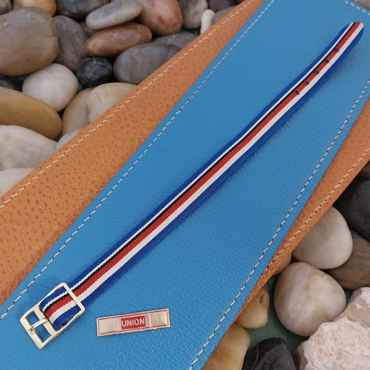 Vintage 12mm Union Perlon Ladies 1960s Single Pass Red White & Blue Watch Band