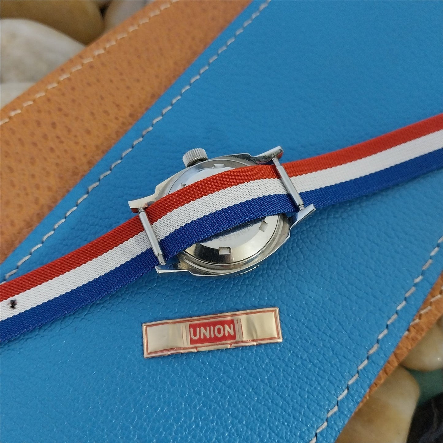 Vintage 12mm Union Perlon Ladies 1960s Single Pass Red White & Blue Watch Band