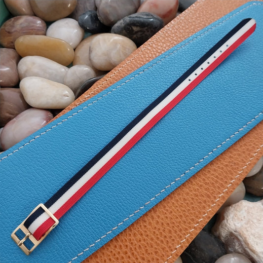 Vintage 12mm Kreisler Perlon Ladies 1960s Single Pass Red White &Blue Watch Band
