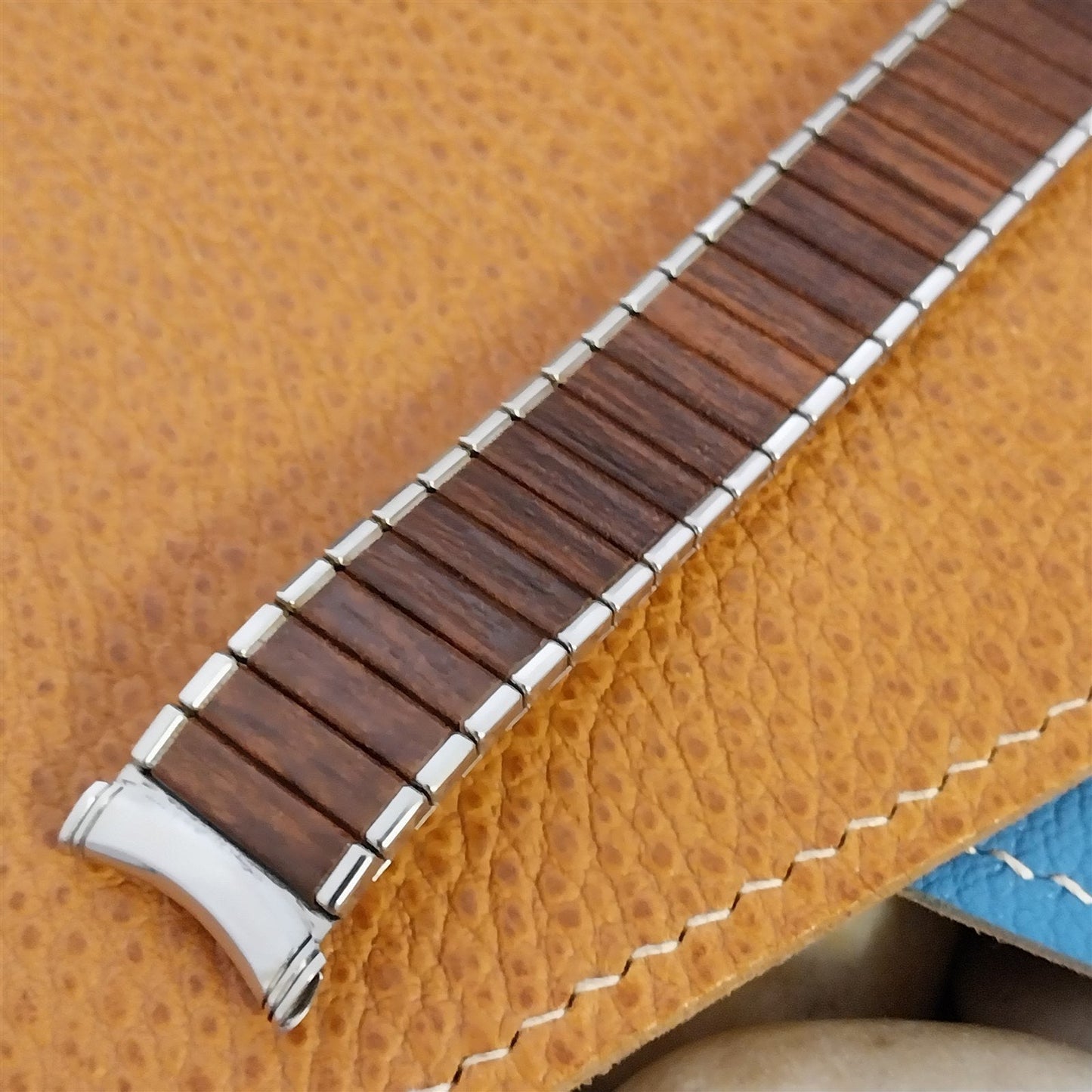 Vintage 19mm 18mm 17mm Kreisler Woodgrain & Stainless Steel Unused Watch Band