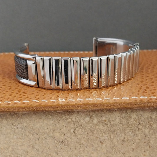Vintage 5/8" Stainless Steel & Lizard Airflex Unsued Classic 1950s Watch Band