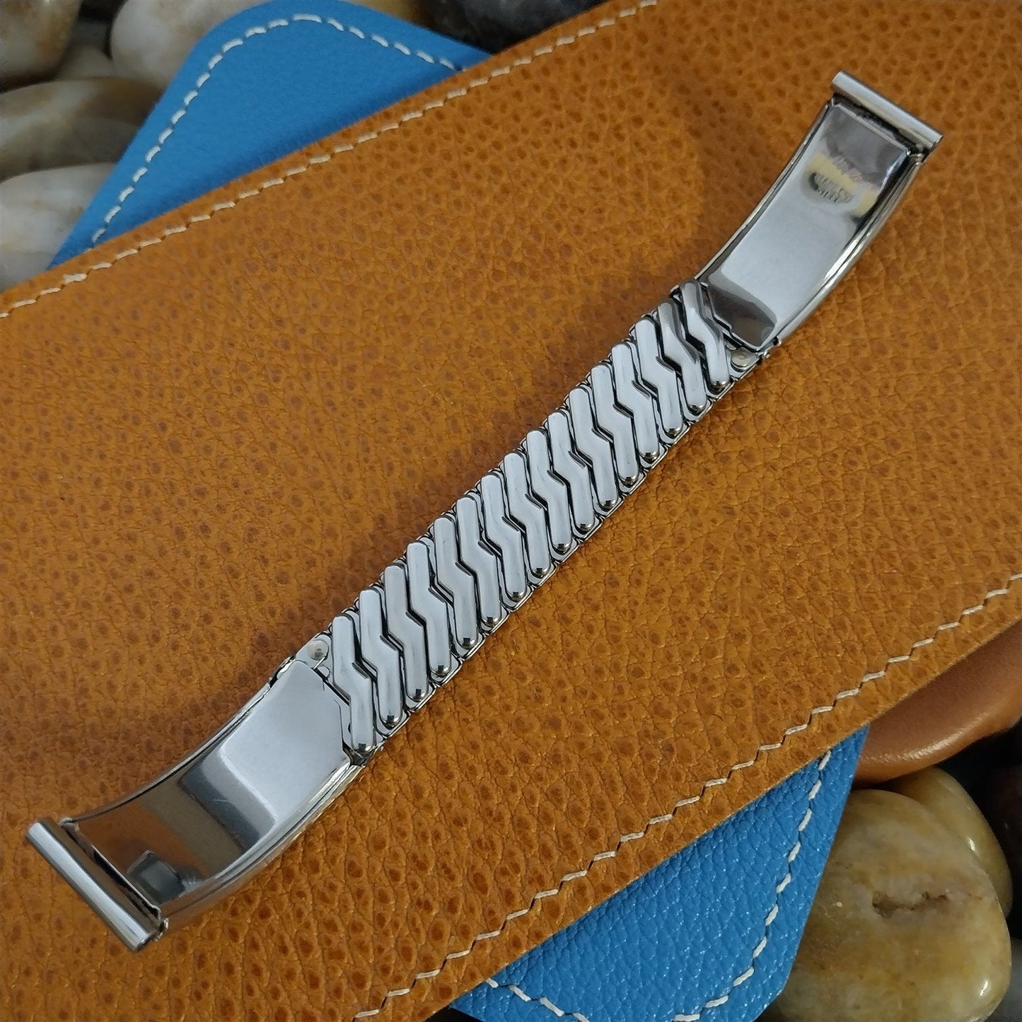 Vintage 5/8" Stainless Steel & Lizard Airflex Unsued Classic 1950s Watch Band