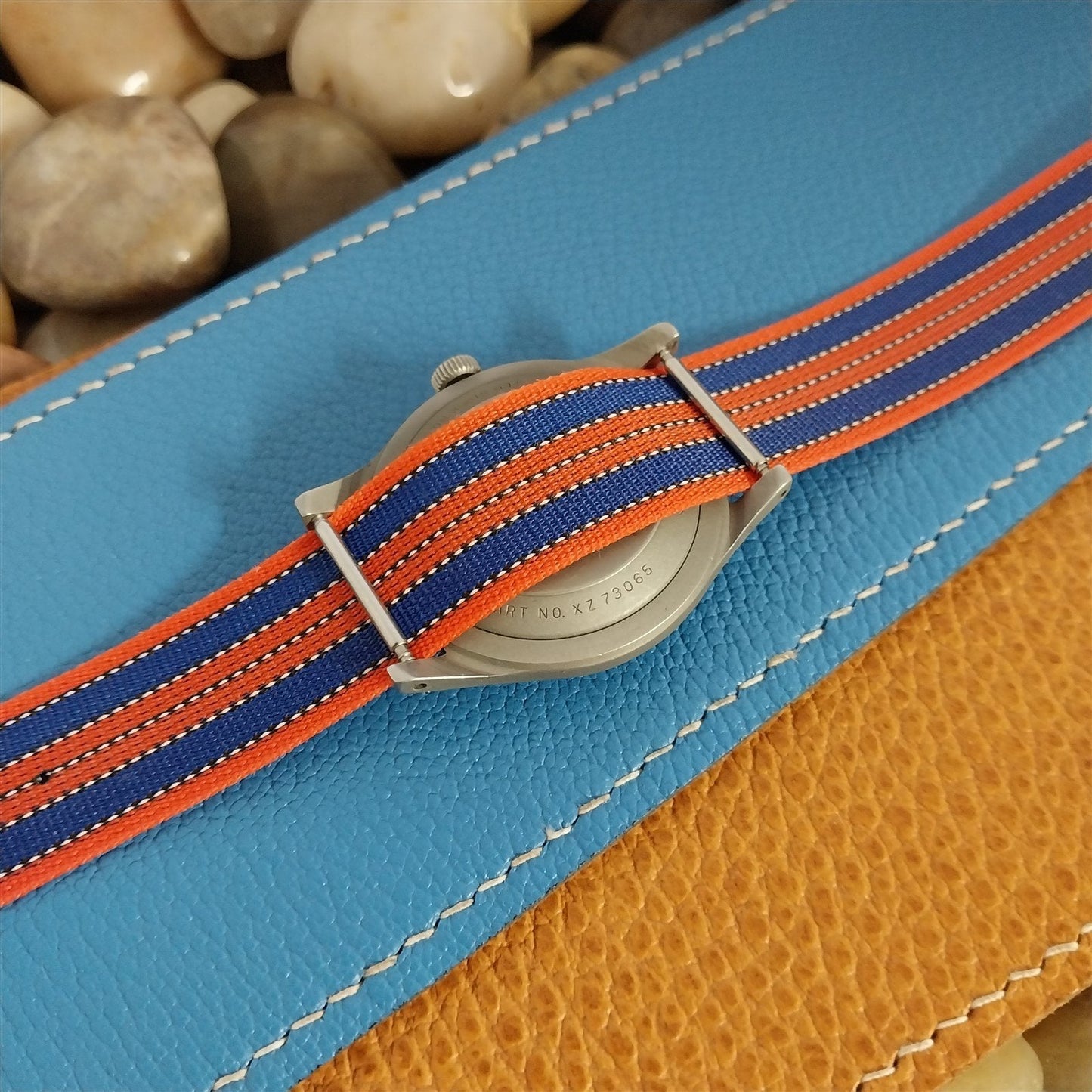 Classic 18mm Single Pass Striped Perlon Reversible NOS 1960s Vintage Watch Band