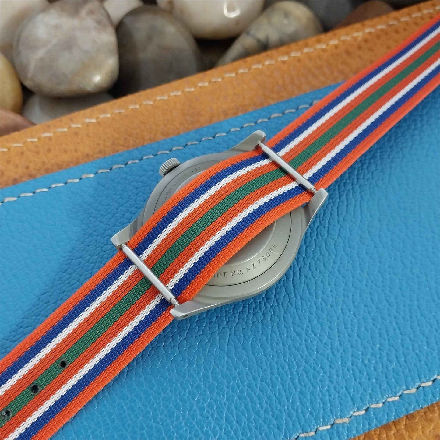 Vintage 18mm Single Pass Striped Perlon Reversible NOS Classic 1960s Watch Band