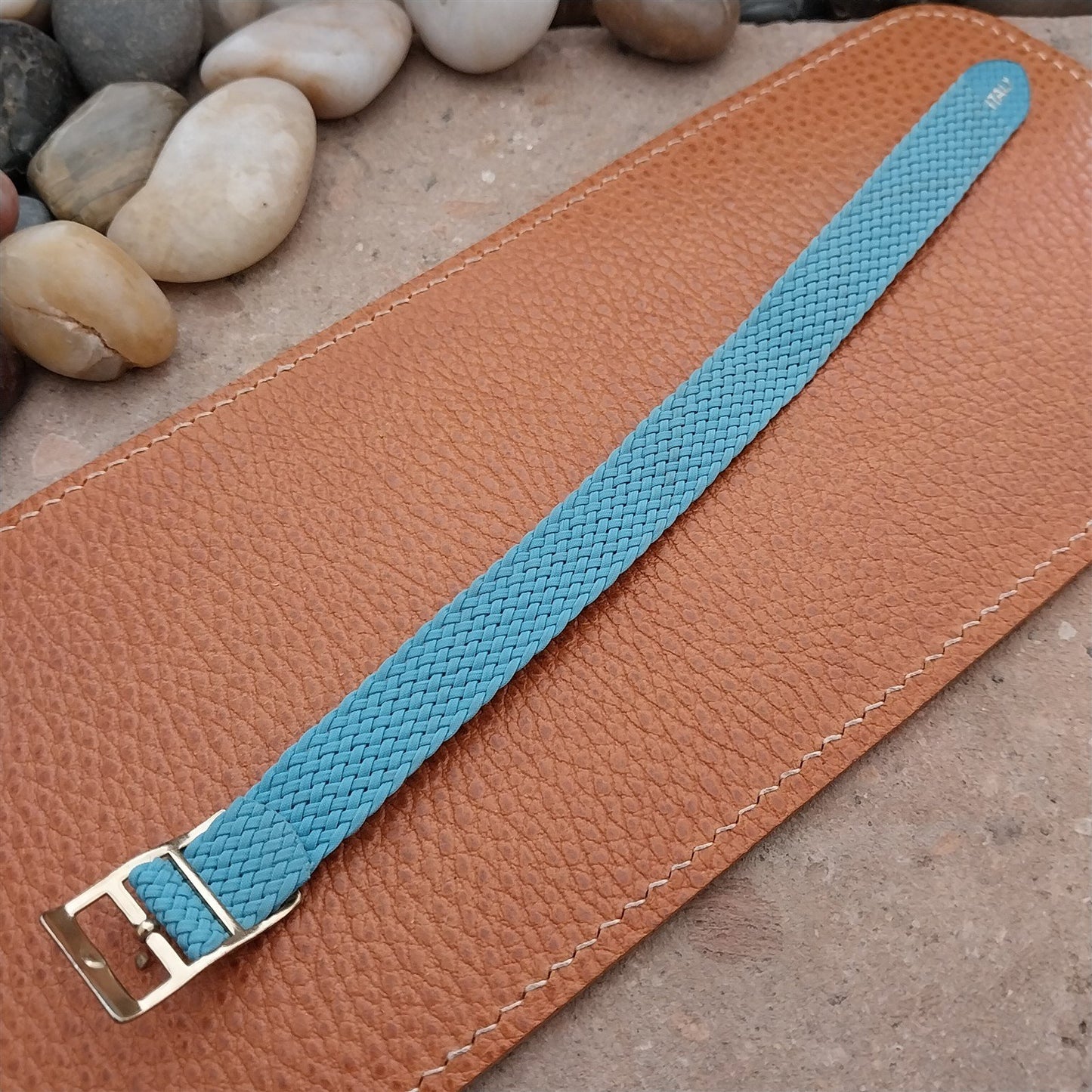 14mm Italian Braided Perlon Ladies Blue Single Pass 1960s Vintage Watch Strap