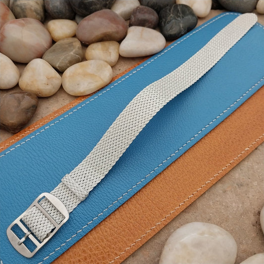 Vintage 18mm Silver Perlon Eulit Panama Classic 1960s Single Pass NOS Watch Band