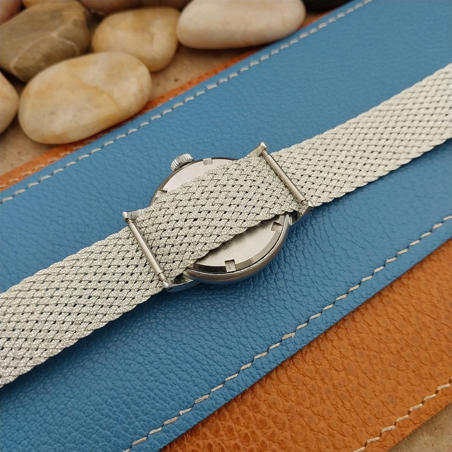 Vintage 18mm Silver Perlon Eulit Panama Classic 1960s Single Pass NOS Watch Band