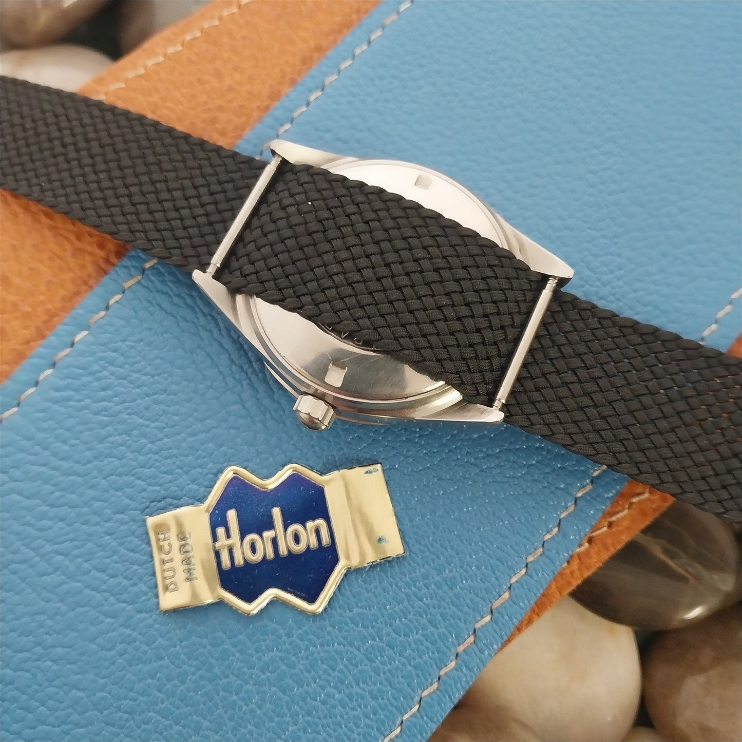 Vintage Braided Perlon 20mm Black Unused Classic Single Pass 1960s Watch Band