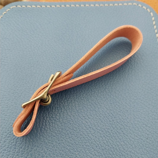Pink French Goatskin Leather Vintage Pocket Watch Fob Strap&Premium Solid Buckle