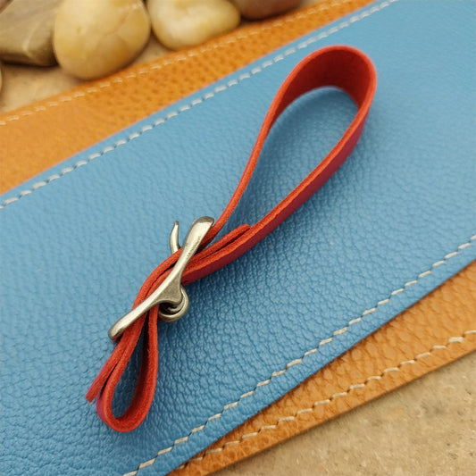 Red French Goatskin Leather Vintage Pocket Watch Fob Strap & Premium Solid Buckle