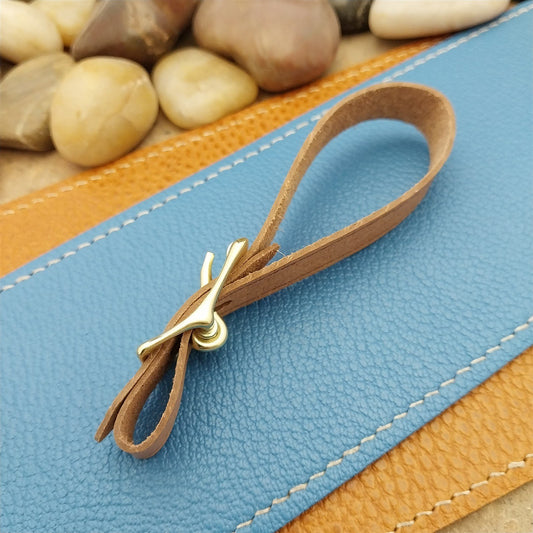 Veg Tanned Pigskin Vintage Pocket Watch Fob Strap With Solid Brass Roller Buckle