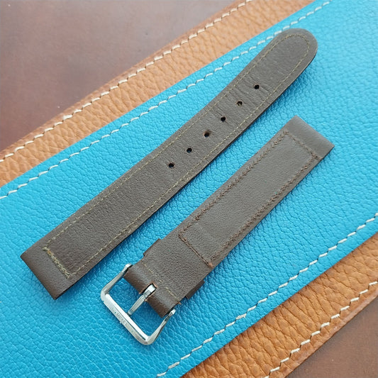 Vintage Elgin Saddle Leather Unused 5/8" Watch Band & Silver-Tone Logo Buckle