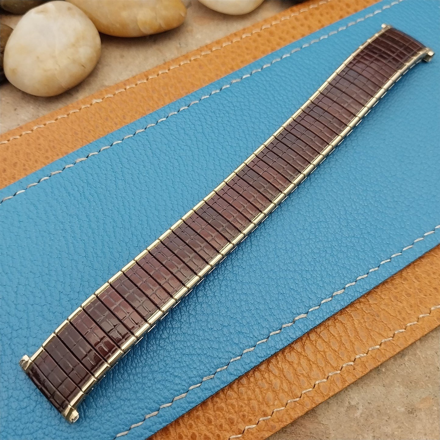 Vintage 19mm 18mm 17mm 1967 Speidel Romunda Rootbeer Brown& Gold-Fill Watch Band