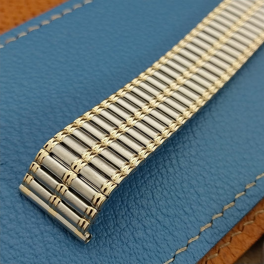 Vintage 18mm Speidel USA Euroflex Gold & Stainless Steel Long Unused Watch Band