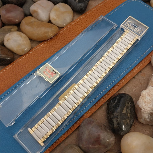 19mm 18mm Speidel Gold & Stainless Wide Long Unused 1970s Vintage Watch Band