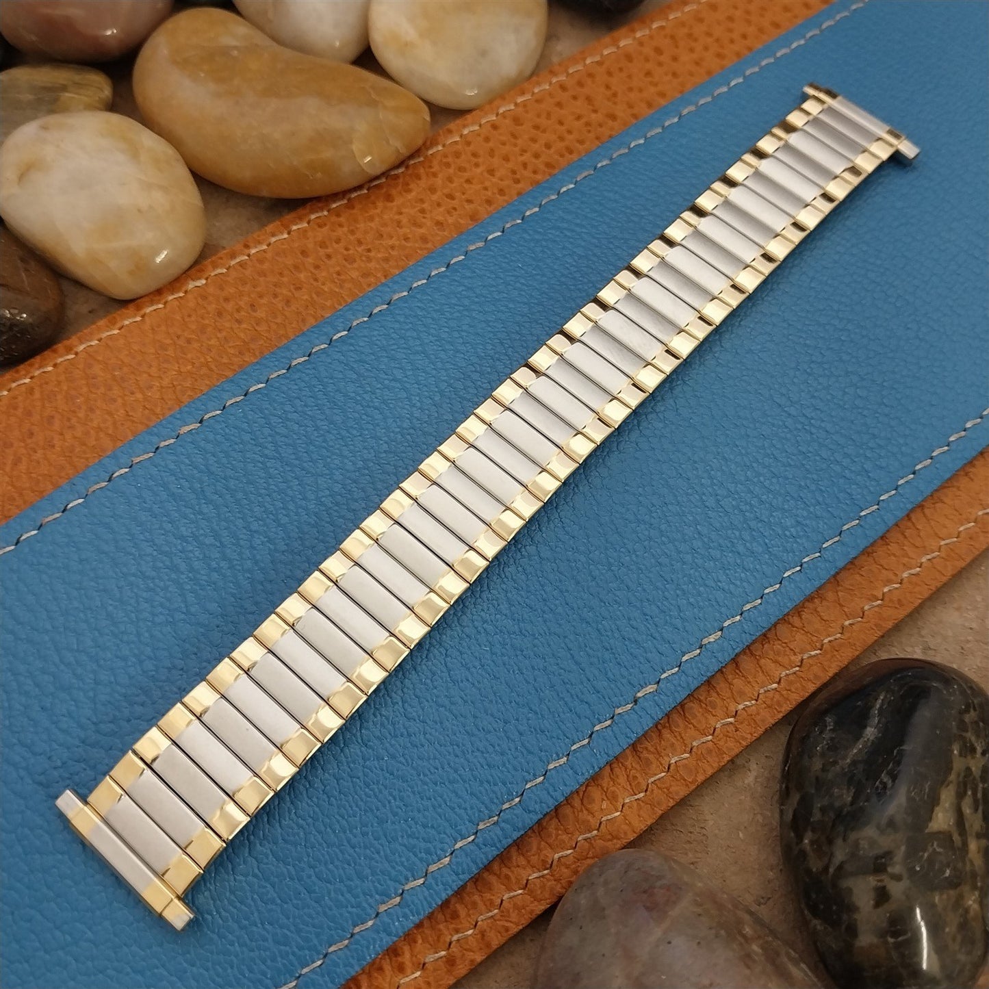 19mm 18mm Speidel Gold & Stainless Wide Long Unused 1970s Vintage Watch Band